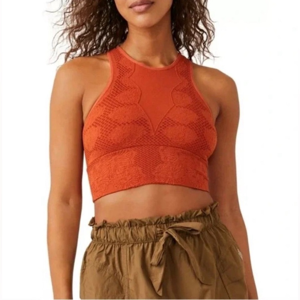 FP Movement by Free People Orange Every Single Time Lace Bra M/L
